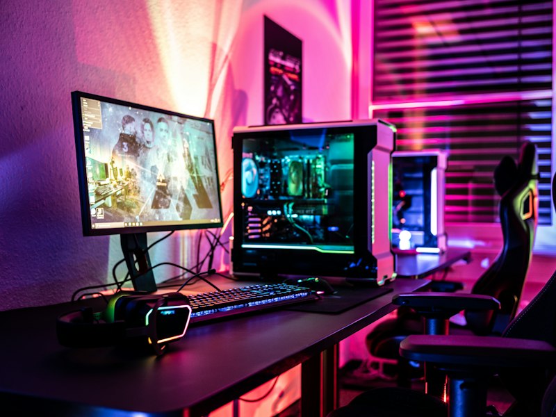Gaming keyboard lit in red